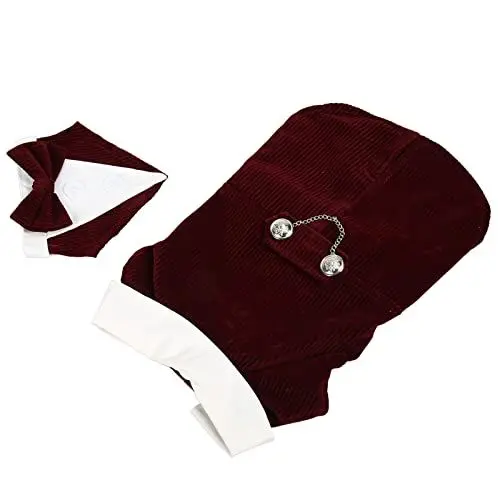 Produktbild: Hochzeits-Smokingjacke für Hunde und Katzen – Formelles Rotes Fliege-Outfit Im Frack-Stil – für Besondere Anlässe und Feiern (S)