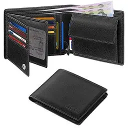 Produktbild: HOCRES Geldbörsen für Männer Muti-Functional RFID Blocking Leather Slim Wallet mit 15 Kreditkarteninhabern, 2 Banknotenfächern und 2 ID-Fenster Minimalist Wallets Männer mit Geschenkbox