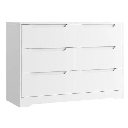 Produktbild: HOCSOK Kommode mit 6 Schubladen, Sideboard Schubladenschrank aus Holz, Kommode für Schlafzimmer, Wohnzimmer, Flur, Modern, 108 x 82,5 x 39 cm