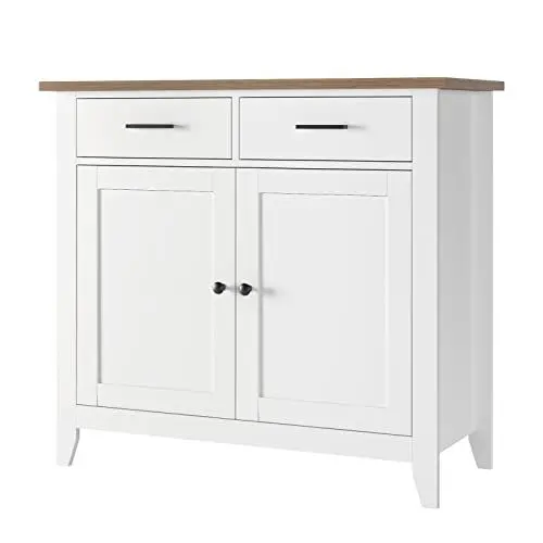 Produktbild: HOCSOK Küchenschrank mit Arbeitsplatte, Sideboard mit 2 Schubladen und 2 Türen, Buffetschrank für Küche, Wohnzimmer, Esszimmer, Flur, Holz, Landhausstil