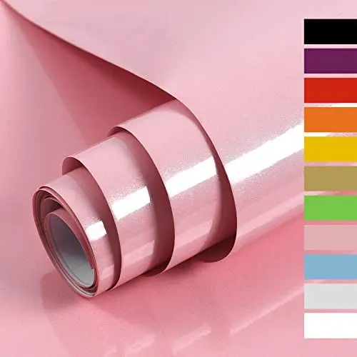 Produktbild: Hode Klebefolie Möbel Rosa Hochglanz 40cmX3m, Möbelfolie Rosa Selbstklebend Folie für Möbel Küche, Küchenfolie Glitzer für Schrank Selbstklebende Tapete Schrankfolien Dekorfolie