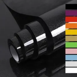 Produktbild: Hode Klebefolie Schwarz Glitzer 40cmX3m Selbstklebende Möbelfolie Hochglanz Folie Oberflächenschutz für Küche Wasserdicht Möbel Dekorfolie Tapeten