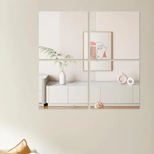 Produktbild: Hode Kleine Klebespiegel für Die Wand Tür Badezimmer Schrank Bad, Klebe Spiegelfolie Wandspiegel Acryl Spiegel Fliesen Wand Selbstklebend, Aufkleber Spiegel zum Aufkleben Kleben 20x20cm 8 Stücks