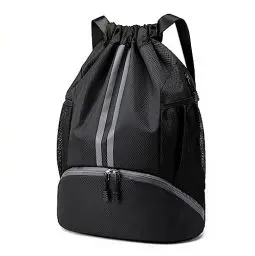 Produktbild: Hoedia Turnbeutel Sportrucksack mit Kordelzug - Fussball Sporttasche Schwimmbeutel mit Schuhfach und Wasserdichter Tasche für Damen/Herren/jungen/kinder