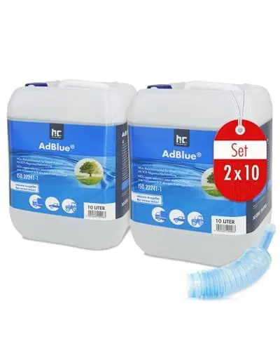 Produktbild: Höfer Chemie AdBlue 2 x 10L inkl. Ausgießer - Harnstofflösung für Diesel Autos wie BMW & VW - Kanister mit Ausgießer - Reduziert Giftige Stickoxide