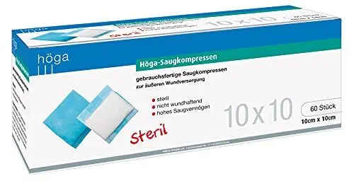 Produktbild: Höga-Saugkompressen steril gebrauchsfertige Saugkompressen, 60 Stück, 10x10 cm