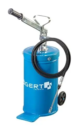 Produktbild: Högert Technik - Fettpresse mit Rädern 16L - Profi-Handfettpistole für Industrie und Landwirtschaft. 16L, Stahltank, 2600 PSI, 3 cm³ Fettabgabe, 1,8 m Schlauch, 4-Backen-Düse, integrierte Räder