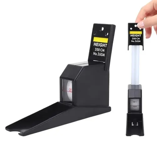 Produktbild: Höhenmesser, Einziehbares Maßband, Lineal, Wandstadiometer, Metallwerkzeug (weiß), 2 Meter, Höhenmesser (Schwarz)