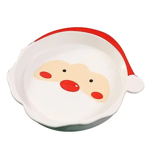 Produktbild: Hoement 1Stk Weihnachtsteller Snack-Tablett Snackteller aus Porzellan weihnachtsessen christmas dinner Essenstablett servierteller Speiseteller Steak-Serviertablett Keramik rot