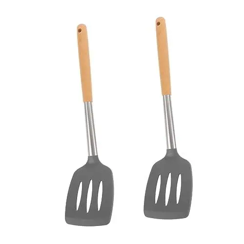 Produktbild: Hoement 2St Schaufel fehlt Grillspatel Wok-Werkzeuge Haushaltsgeräte Pfannenwender kochen Steakkocher küchenmaschiene kochgeschirr frittierte Schaufel kochen braten schaufel Holz Grey