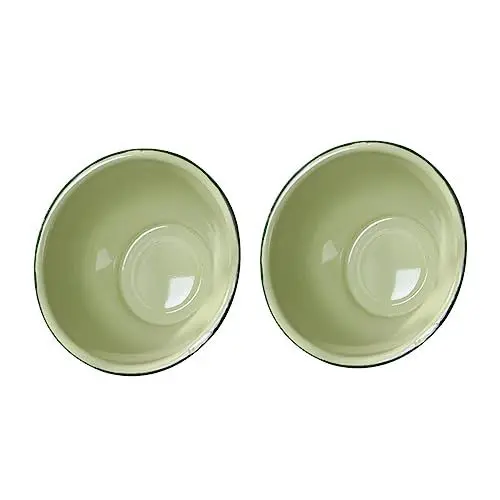 Produktbild: Hoement 2 stücke Emaille Schalen und Platten Retro Suppe Schüssel Set Vintage Stil Becken für Hause