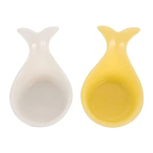 Produktbild: Hoement 2 STK Fischglas Saucenteller Würzen Party-Snack-schüssel Würzen Von Gerichten Modelleisenbahnsteine Vorspeisen Saucen Schalen Glasgeschirr Keramik Weiß Lebensmittel Karamellpudding