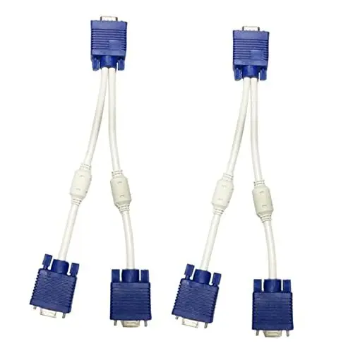 Produktbild: Hoement 2 Stück Vga Eins In Geteilt Kabeladapter Für Tv Video Adapter Splitter Für Monitor Video Splitter Kabel Vga Splitter Adapter Für Lcd Splitter Für Dual Monitor