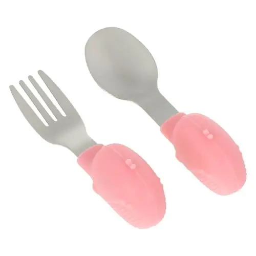Produktbild: Hoement Esslerngeschirr Für Babys Löffel Kleinkinder Mit Rutschfestem Silikongriff Geeignet Übergangsphase Von Milch Zu Festnahrung