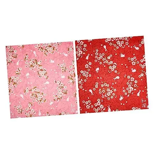 Produktbild: Hoement 2 Stück Bento-Verpackungstuch Sushi- Japanisches Taschentuch Baumwoll-Bandana Dekoratives Verpackungstuch Kleines Verpackungstuch Essensbox-Verpackungstuch Floral