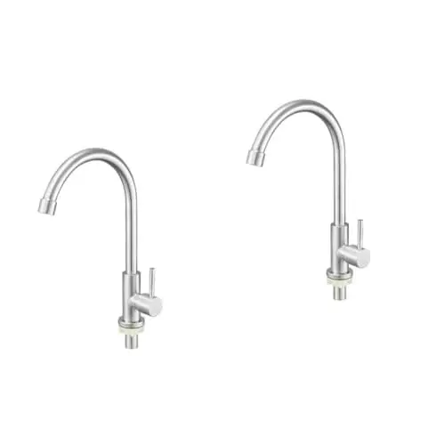Produktbild: Hoement 2st Küche Wasserhahn Wasserhähne Für Den Außenbereich Wasserfall-badezimmerarmatur Badewannenarmaturen Mit Wasserfall Waschbecken Wasserhahn Küchenwasserhahn Silver