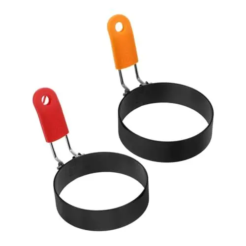 Produktbild: Hoement 2st Pfannkuchenform Mit Antihaftbeschichtung Backzubehör Eierringe Für Grillplatte Eierkocher Eierringe Zum Braten Von Eiern Eierschimmel Omelette-ring Gebäck Runder Ring Silikon