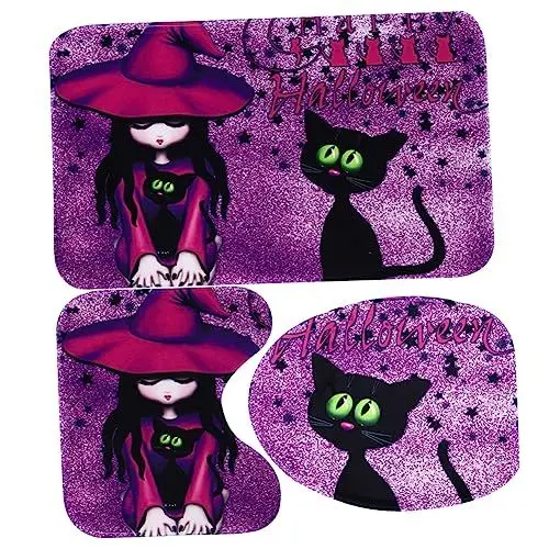 Produktbild: Hoement 3-teiliges Halloween-badezimmerteppich-Set Nicht Staubdicht Bezauberndes Design Für Die Inneneinrichtung