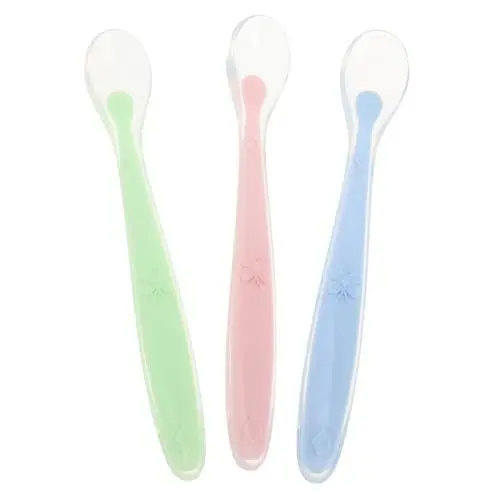 Produktbild: Hoement 3er Set öffel Für Babys Lebensmittelgeeignete Fütterungslöffel Mit Langem Griff Pink Und Ideal Für Die Einführung Von Beikost Und Babybrei