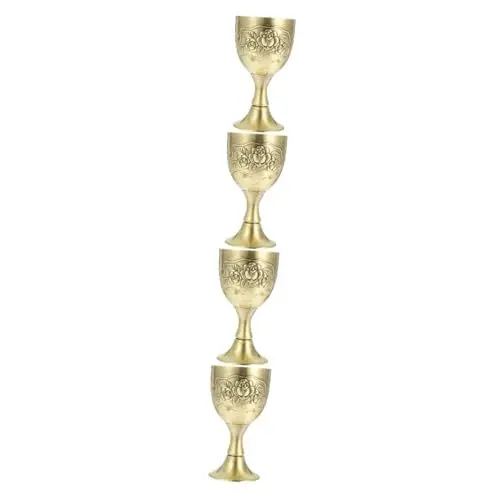 Produktbild: Hoement 4 Stück Bronze geprägtes Weinglas Kelchgläser Weinkelch Kelch Tasse White-Trash-Party retro styles guci heimische Spirituosen Tasse Bar-Trinkbecher Zinklegierung Golden