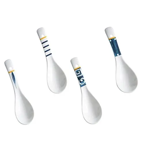 Produktbild: Hoement Keramik Suppenlöffel 4 Stücke Japanischen Suppenlöffel Einfache Design