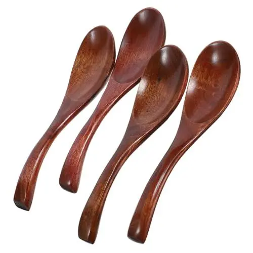 Produktbild: Hoement Löffelset Aus Natürlichem Buchenholz 4-teilig Suppenlöffel 17 Cm Honiglöffel Salzlöffel Teerührlöffel Küchenutensilien