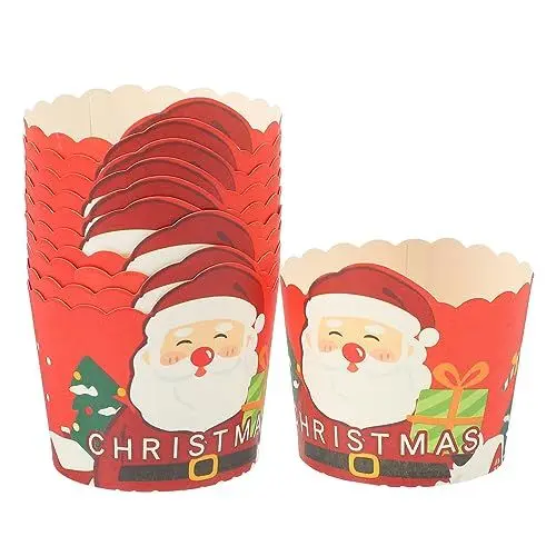 Produktbild: Hoement Weihnachten Cupcake Muffin Tassen 50 Stücke Papier Cupcake Verpackung Backen Muffin Liner