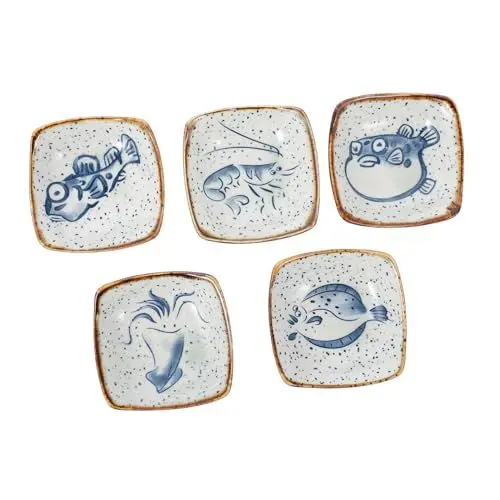 Produktbild: Hoement 5 Stück Keramik-soßenschalen Im Gemischten Stil Künstlerische Muster Für Soßen Bbq Ketchup Butter Mayonnaise Gewürze Geeignet Für Orte