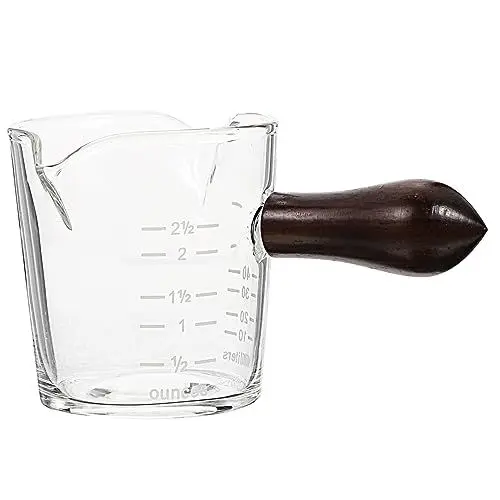 Produktbild: Hoement Doppelmund Milchbecher Mit Holzgriff Espressotasse Espressotassen Haushalts Milchbecher Doppelauslauf Espressotasse Espressoglas Holzgriff Milchbecher