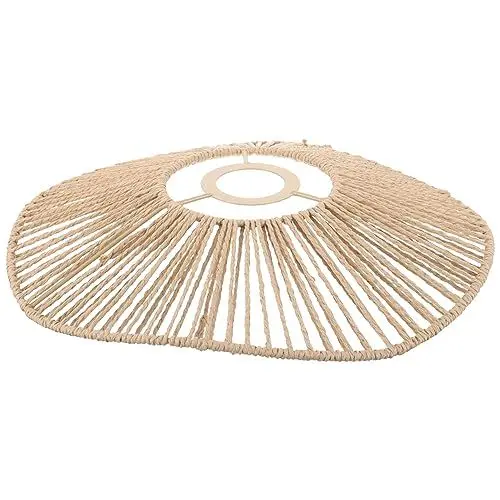Produktbild: Hoement Retro Lampenschirm Aus Geflochtenem Rattan Für Deckenlampe Stilvolle Beleuchtung Für Wohnzimmer Esszimmer Und Küche Installieren Ohne Werkzeug Vintage-design Erdfarbe