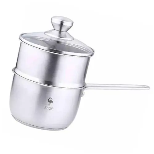 Produktbild: Hoement Kochtopf Kanne Zum Servieren Von Tee Nudelschalen Mini-topf Kaffeewärmer Soßendippkrug Milchkännchen Kleine Suppenpfanne Multifunktionaler Heiztopf Instant-nudeltopf Silver