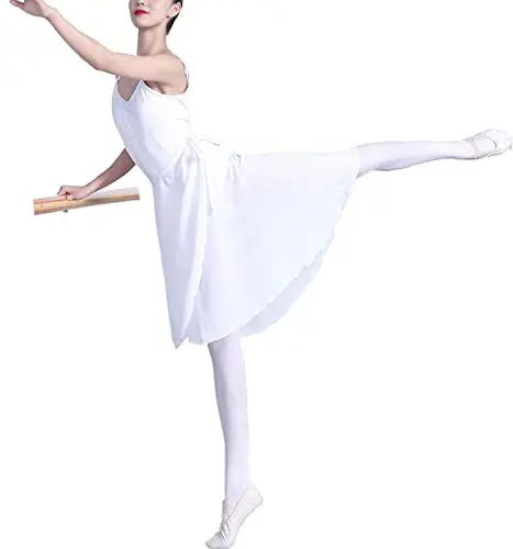 Produktbild: Hoerev Women Girls Sheer Wrap Skirt Ballet Skirt Ballet Dance Dancewear,Weiß,L