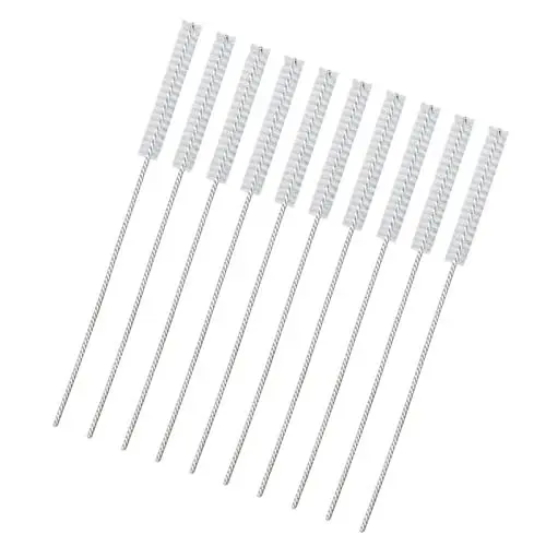Produktbild: Hörgeräte-Reinigungsbürste, ANGGREK 10 Stück 2,5 Mm Hörgeräte-Entlüftungsbürste Haare Hörgeräteschlauch-Reinigungswerkzeug Zubehör Ohrhaken-Schlauch-Reinigungsbürste