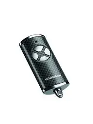 Produktbild: Hörmann Handsender HSE 4 BS (Frequenz 868 MHz, Hochglanz Carbon, Garagentorantrieb mit Chrom-Kappen, Batterien, Maße 28x70x14 mm, inkl. Schlüsselring) 4511585