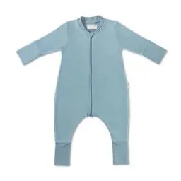 Produktbild: Hofbrucker Baby Schlafsack mit Füßen aus 100% Bio Baumwollfleece - Ganzjahres Schlafsack Babyschlafsack Frühling Herbst (Taubenblau, 74-80)