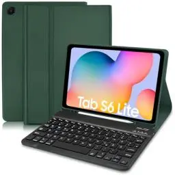 Produktbild: Hofsos für Samsung Galaxy Tab S6 Lite Hülle mit Tastatur 2024/2022/2020, Schutzhülle mit Pencil Halter Wireless Tastatur (QWERTZ) für Tab S6 Lite 10,4” (P610/P613/P615/P619/P620/P5625) Dunkelgrün