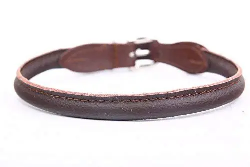 Produktbild: edles weiches Hunde-Leder-Halsband 768 ø 6 mm / 30 cm Handarbeit Made IN EU braun Lochbereich 19.5-22 cm passende Echt-Lederleine Finden Sie unter HOGACA