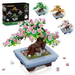 Produktbild: HOGOKIDS Blumen Bonsai Baum Bauset - 4 Jahreszeiten Sakura Bausteine 584 Stück, Pflanzen Kollektion Deko Bausatz, Geburtstagsgeschenk für Mutter Erwachsene Mädchen Jungs im Alter von 6-12+