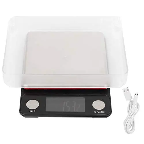 Produktbild: Hohe USB-wiederaufladbare Küchenwaage, multifunktionale elektronische Waage, 5 kg, 0,1 g, zum Kochen, Backen, Edelstahl