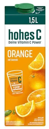Produktbild: hohes C Orange (1 x 1,5l), 100% Saft, Orangensaft, Acerolasaft, Vitamin C, ohne Zuckerzusatz laut Gesetz, vegan