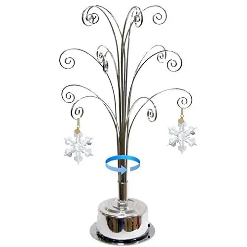 Produktbild: HOHIYA Ornament Ständer für Swarovski Ornament 2025 kristall Schneeflocken Weihnachtsbaumschmuck Metall Weihnachten Christbaumschmuck Weihnachtsdeko Geschenk 41,9 cm Chrom