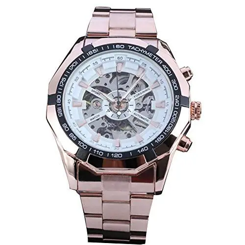 Produktbild: Forsining Herren-Business-Armbanduhr, Mechanisches Uhrwerk, Analoge Anzeige, Hohle Armbanduhr, Allergiefrei und Langlebig, Modischer Stil, Geeignet für den (Armband aus weißem
