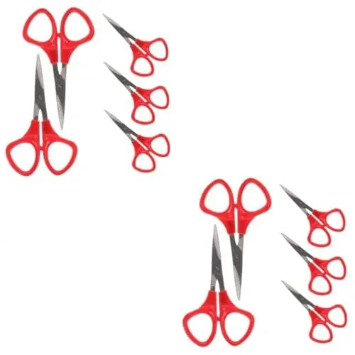 Produktbild: Hohopeti 10 Stk Stickgarnschere Kreuzstichschere Fingernagelschere Stoffschere Nähschere Stickerei gebogene Schere Schneiderschere Stickschere aus Edelstahl rot