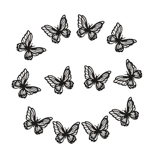 Produktbild: Hohopeti 12 Stücke Blume Stickerei Patches Doppel Schicht Schmetterling Spitze Schmetterling Kleidung Decor
