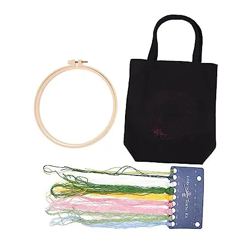Produktbild: Hohopeti Stickset für Tragetaschen aus Segeltuch -Tasche mit Blumenmuster für Damen und Erwachsene komplettes Stickset mit Anleitung (evtl. nicht in deutscher Sprache)