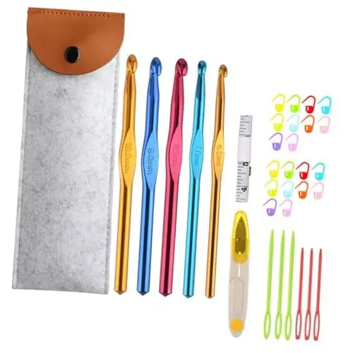 Produktbild: Hohopeti 1 Satz häkeln Strickwerkzeuge Stricknadeln Strickwebstuhl Strickzubehör-Kit fäustel strickset hakennägel strickanzug DIY-Handarbeitsset Strickzubehör Zubehör Webhaken Aluminiumoxid