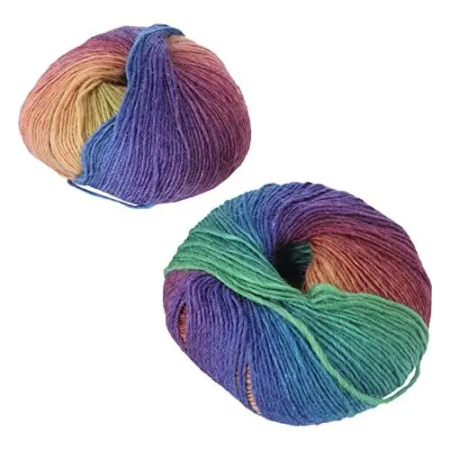 Produktbild: Hohopeti Wollgarn Der Stärke 11 2 Rollen Leuchtendes Regenbogengarn Zum Stricken Häkeln Und Für Projekte Weich Und Robust