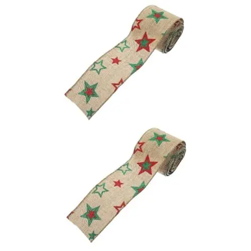 Produktbild: Hohopeti 2 Rollen Weihnachten Baum Band Weihnachten Sackleinen Verdrahtete Rollen Box Verpackung Festliche Decor Material
