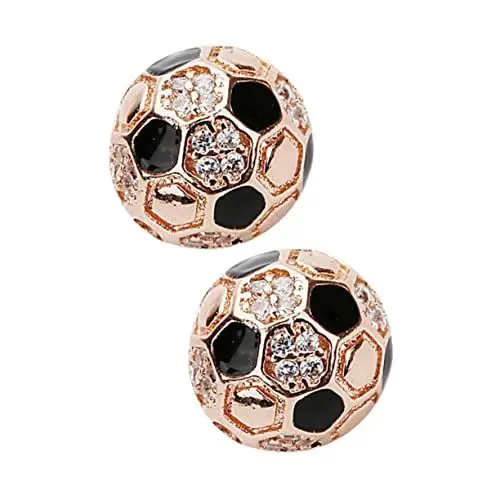 Produktbild: Hohopeti 2 Stück Metall Abstandsperlen Zirkon Vergoldete Perlen Charms Glänzende Abstandshalter Anhänger Fußball Abstandshalter Anhänger Schmuckzubehör