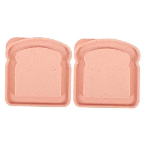 Produktbild: Hohopeti 2 Stück Wiederverwendbare Sandwichboxen Toastform Auslaufsichere Behälter für Brot und Snacks für Arbeit Camping Reisen und Fitness Praktische Aufbewahrungslösung